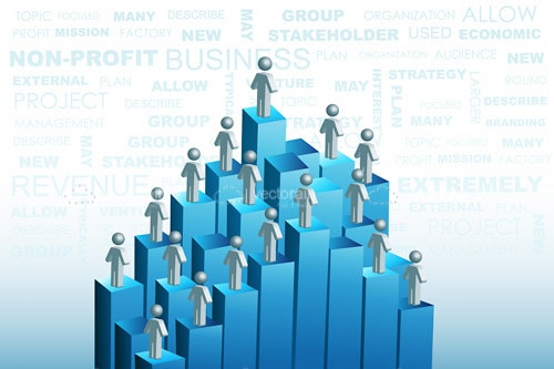 Abstract Bars Structure with People and Business Text